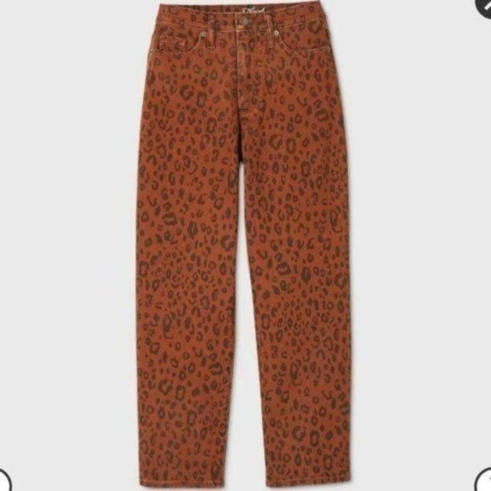 A New Day Leopard Print High Rise Straight Leg Crop Jeans Size 8 - Picture 2 of 15